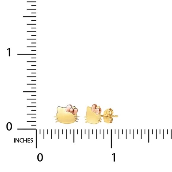 Hello Kitty Stud Earrings In 14K Gold NWT - Picture 3 of 4